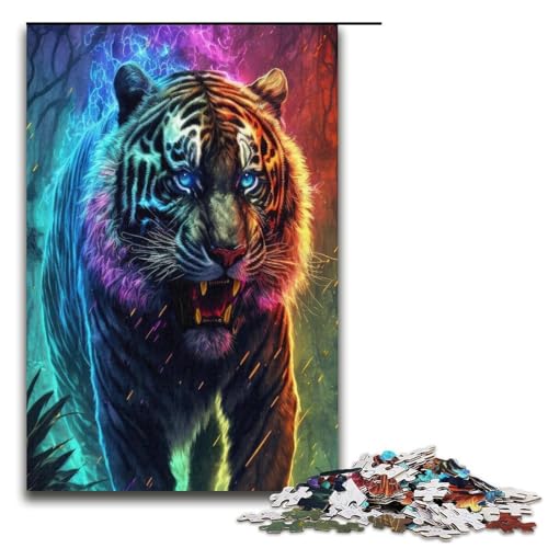 1000 teiliges Puzzle Lightning Tiger Holzpuzzle Lernspiele Heimdekoration 1000 Teile (38 x 26 cm) von mowenbingpeng