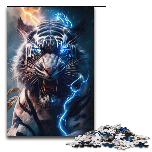 1000 teiliges Puzzle Lightning Tigers Holzpuzzle Lernspiele Heimdekoration 1000 Teile (38 x 26 cm) von mowenbingpeng