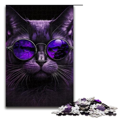 1000-teiliges Puzzle Lila Katze mit Brille Puzzle für Erwachsene Holzpuzzle Herausforderndes Spiel 1000 PCS 1000-teiliges Puzzle Lila Katze mit Brille Puzzle für Erwachsene Holzpuzzle Herausforderndes Spiel 1000 PCS von mowenbingpeng