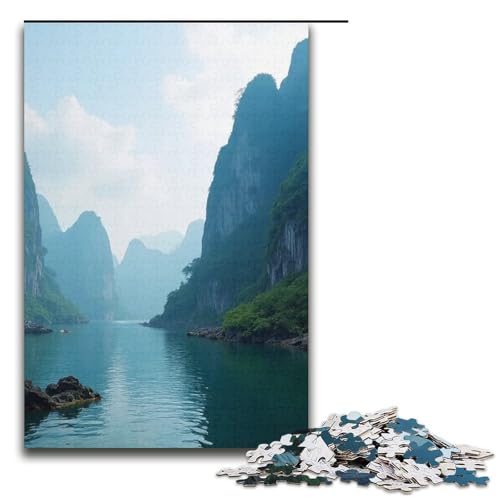1000-teiliges Puzzle Luoxia Bay Puzzle für Erwachsene und Kinder Holzpuzzle pädagogisches Spielzeug zum Stressabbau Puzzle 1000 Teile (38 x 26 cm) von mowenbingpeng
