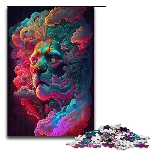 1000 teiliges Puzzle Magischer Löwe für Kinder Holzpuzzle Heimkunstdekor 1000 Teile (75 x 50 cm) von mowenbingpeng