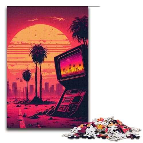 1000 teiliges Puzzle Neon Art für Erwachsene Holzpuzzle anspruchsvolles Spiel 1000 Teile (38 x 26 cm) von mowenbingpeng