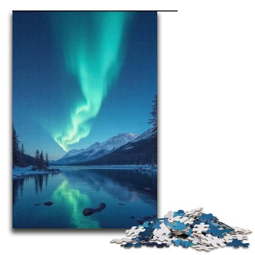 1000-teiliges Puzzle Nordlichter für Erwachsene Holzpuzzle anspruchsvolles Spiel 1000 Teile (38 x 26 cm) von mowenbingpeng