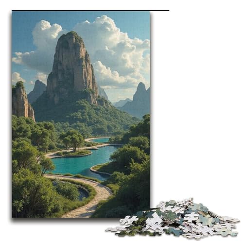 1000-teiliges Puzzle Oasis Holzpuzzle Lernspiele Heimdekoration 1000 Teile (38 x 26 cm) von mowenbingpeng
