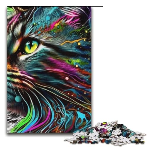 1000-teiliges Puzzle Porträt Einer schönen Katze Puzzle für Erwachsene Papierpuzzle anspruchsvolles Spiel 1000 Teile (38 x 26 cm) von mowenbingpeng