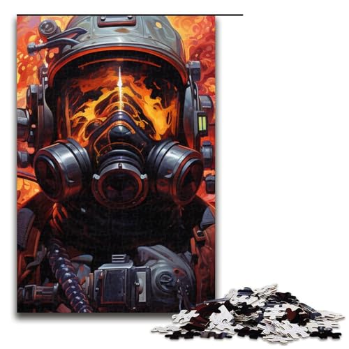 1000-teiliges Puzzle Psychedelischer Feuerwehrmann Holzpuzzle für Erwachsene und Kinder pädagogisches Spielzeug zum Stressabbau Puzzle 1000 Teile (75 x 50 cm) von mowenbingpeng