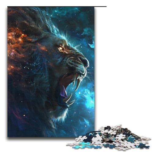 1000 teiliges Puzzle Raging Galaxy Lions für Erwachsene Holzpuzzle Familienspiele 1000 Teile (38 x 26 cm) von mowenbingpeng