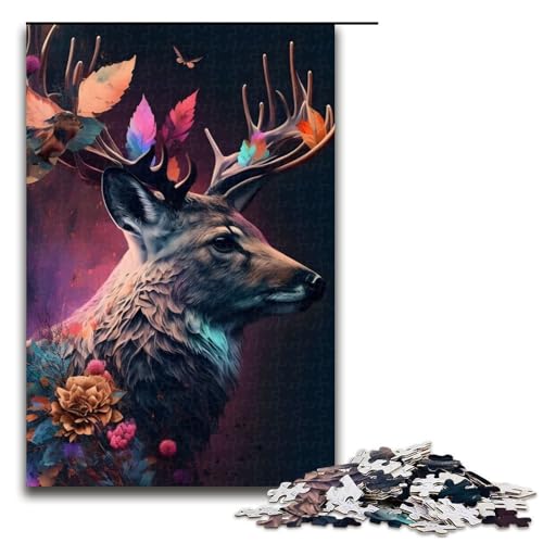1000-teiliges Puzzle Regenbogen Hirsch Blumen Puzzle für Erwachsene Holzpuzzle Herausforderndes Spiel 1000 PCS 1000-teiliges Puzzle Regenbogen Hirsch Blumen Puzzle für Erwachsene Holzpuzzle Herausforderndes Spiel 1000 PCS von mowenbingpeng