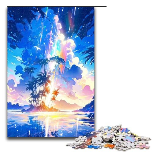 1000 teiliges Puzzle Regenbogen mit Wolken für Erwachsene Holzpuzzle anspruchsvolles Spiel 1000 Teile (75 x 50 cm) von mowenbingpeng