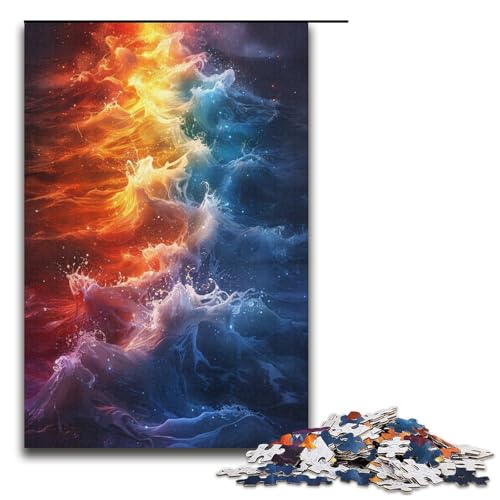 1000 teiliges Puzzle Regenbogenwellen für Erwachsene Holzpuzzle Familienspiele 1000 Teile (38 x 26 cm) von mowenbingpeng