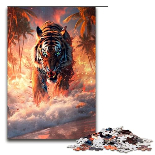 1000 teiliges Puzzle Savage Tropical Tigers Puzzle für Erwachsene Holzpuzzle Familienspiel 1000 Teile (75 x 50 cm) von mowenbingpeng