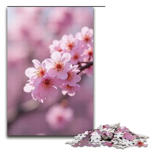 1000-teiliges Puzzle Schöne Kirschblüten für Erwachsene Holzpuzzle anspruchsvolles Spiel 1000 Teile (38 x 26 cm) von mowenbingpeng