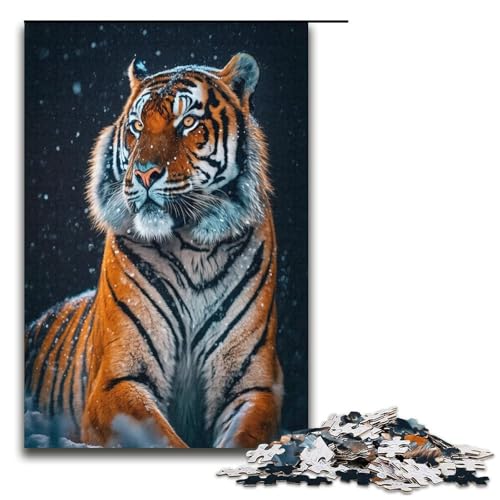1000 teiliges Puzzle Sibirische Tiger Holzpuzzle Lernspiele Heimdekoration 1000 Teile (38 x 26 cm) von mowenbingpeng