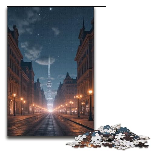 1000-teiliges Puzzle Straßenpuzzle für Erwachsene und Kinder Holzpuzzle pädagogisches Spielzeug zum Stressabbau Puzzle 1000 Teile (38 x 26 cm) von mowenbingpeng