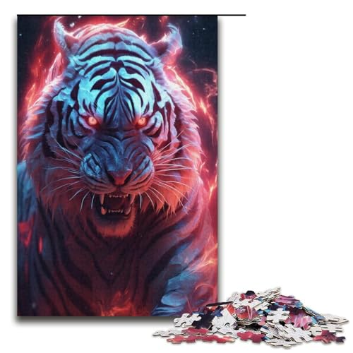 1000 teiliges Puzzle Tigers of Red Lightning Puzzle für Erwachsene Holzpuzzle Familienspiele 1000 Teile (38 x 26 cm) von mowenbingpeng