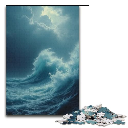 1000-teiliges Puzzle Typhoon Jigsaw für Erwachsene und Kinder Holzpuzzle pädagogisches Spielzeug zum Stressabbau Puzzle 1000 Teile (38 x 26 cm) von mowenbingpeng