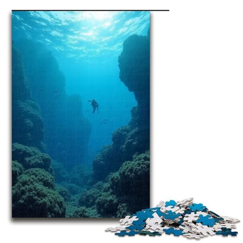 1000-teiliges Puzzle Unterwasserwelt für Erwachsene Holzpuzzle Familienspiel 1000 Teile (75 x 50 cm) von mowenbingpeng