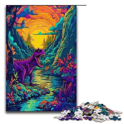 1000 teiliges Puzzle Valley Dinosaurier Puzzle für Erwachsene Holzpuzzle Familienspiele 1000 Teile (38 x 26 cm) von mowenbingpeng