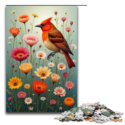 1000-teiliges Puzzle Vogelgezwitscher und Blumen für Erwachsene Holzpuzzle anspruchsvolles Spiel 1000 Teile (75 x 50 cm) von mowenbingpeng
