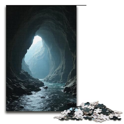 1000-teiliges Puzzle Wasserhöhle Puzzle für Erwachsene Holzpuzzle Familienspiel 1000 Teile (38 x 26 cm) von mowenbingpeng