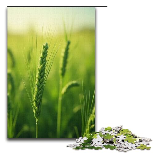1000-teiliges Puzzle Weizenfeld Grün Puzzle für Erwachsene und Kinder Holzpuzzle pädagogisches Spielzeug zum Stressabbau Puzzle 1000 Teile (38 x 26 cm) von mowenbingpeng