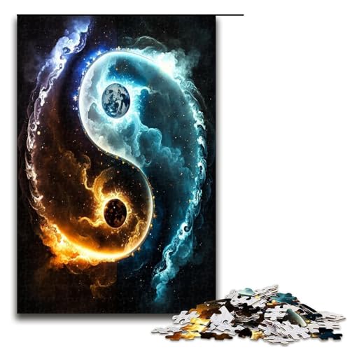 1000 teiliges Puzzle Yin und Yang für Erwachsene Holzpuzzle anspruchsvolles Spiel 1000 Teile (75 x 50 cm) von mowenbingpeng