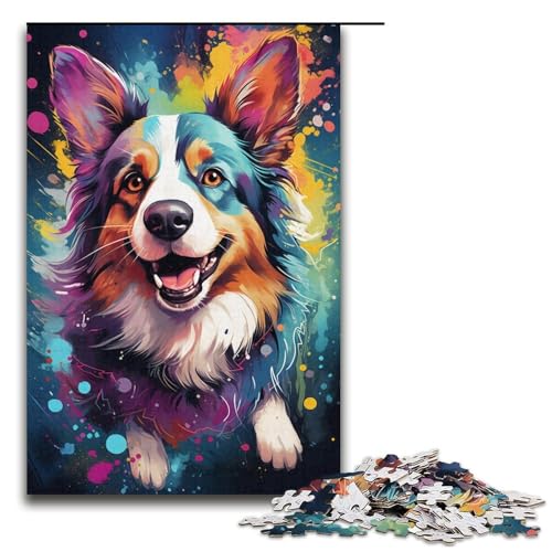 1000-teiliges Puzzle bunter Corgi-Hund für Erwachsene und Kinder Holzpuzzle pädagogisches Spielzeug zum Stressabbau Puzzle 1000 Teile (38 x 26 cm) von mowenbingpeng