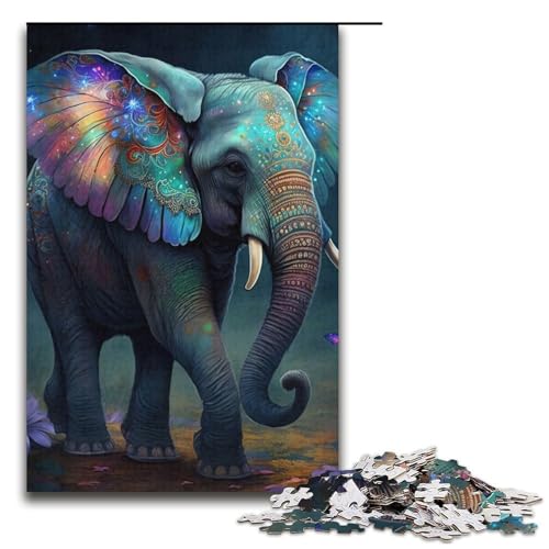 1000-teiliges Puzzle bunter Elefantenwald Puzzle für Erwachsene Papierpuzzle anspruchsvolles Spiel 1000 Teile (38 x 26 cm) von mowenbingpeng