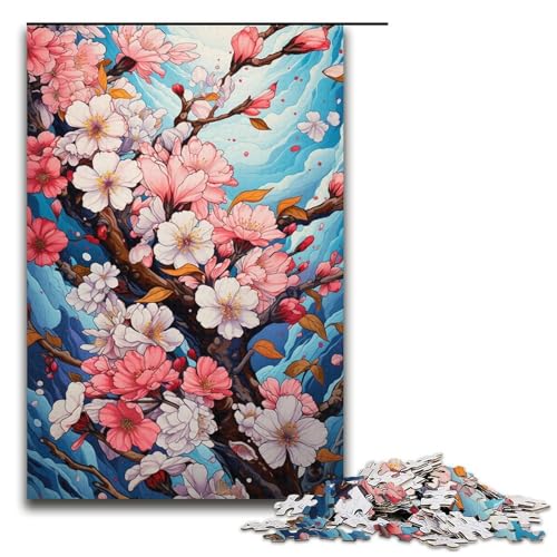 1000-teiliges Puzzle bunter Kirschblütenbaum für Erwachsene und Kinder Holzpuzzle pädagogisches Spielzeug zum Stressabbau Puzzle 1000 Teile (38 x 26 cm) von mowenbingpeng