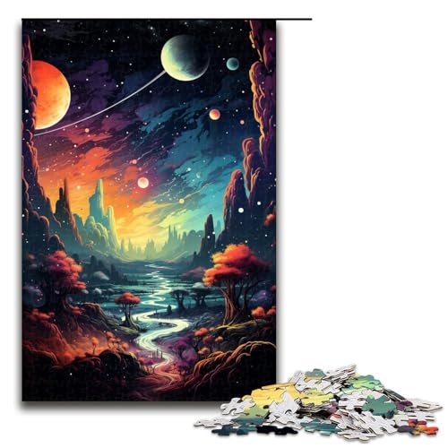 1000-teiliges Puzzle bunter Psychedelischer Himmel Puzzle für Erwachsene und Kinder Holzpuzzle pädagogisches Spielzeug zum Stressabbau Puzzle 1000 Teile (75 x 50 cm) von mowenbingpeng