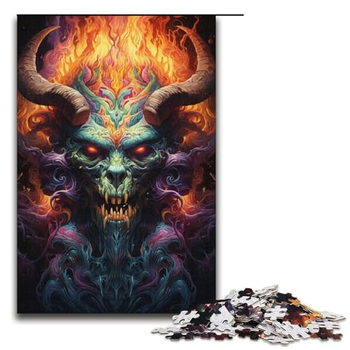 1000-teiliges Puzzle bunter Skelett-Krieger Puzzle für Erwachsene und Kinder Holzpuzzle pädagogisches Spielzeug zum Stressabbau Puzzle 1000 Teile (38 x 26 cm) von mowenbingpeng