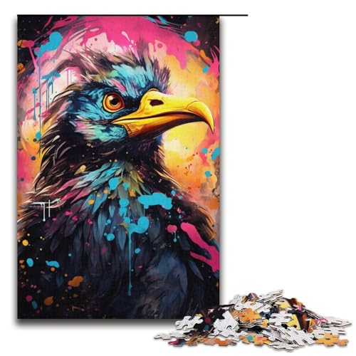1000-teiliges Puzzle bunter Vogel für Erwachsene und Kinder Holzpuzzle pädagogisches Spielzeug zum Stressabbau Puzzle 1000 Teile (38 x 26 cm) von mowenbingpeng