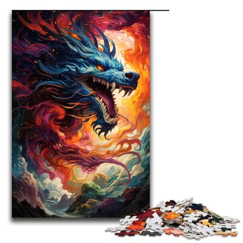 1000-teiliges Puzzle bunter chinesischer Drache für Erwachsene und Kinder Holzpuzzle pädagogisches Spielzeug zum Stressabbau Puzzle 1000 Teile (75 x 50 cm) von mowenbingpeng