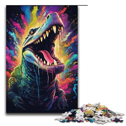1000-teiliges Puzzle buntes Krokodil für Erwachsene und Kinder Holzpuzzle pädagogisches Spielzeug zum Stressabbau Puzzle 1000 Teile (38 x 26 cm) von mowenbingpeng