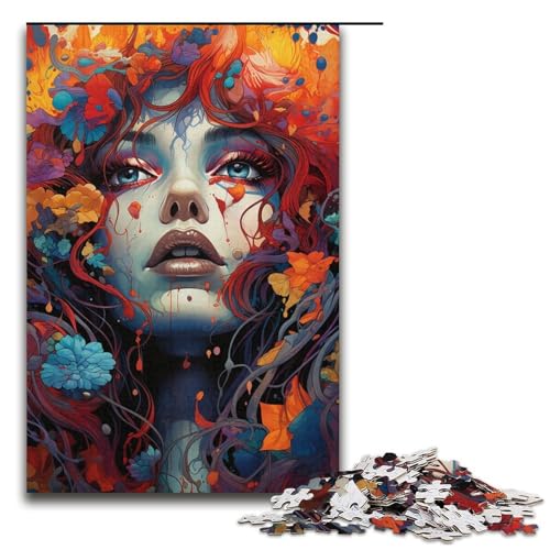 1000-teiliges Puzzle buntes psychedelisches Hexen-Puzzle für Erwachsene und Kinder Holzpuzzle pädagogisches Spielzeug zum Stressabbau Puzzle 1000 Teile (38 x 26 cm) von mowenbingpeng