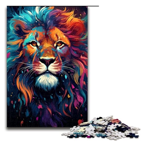 1000-teiliges Puzzle exotischer bunter Löwe Puzzle für Erwachsene Holzpuzzle anspruchsvolles Spiel 1000 Teile (75 x 50 cm) von mowenbingpeng