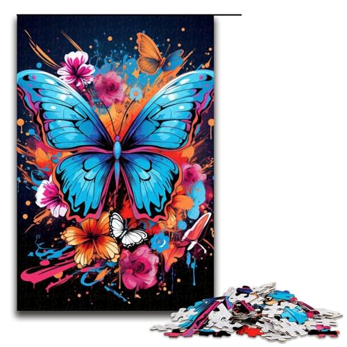 1000-teiliges Puzzle exotischer bunter Schmetterling für Erwachsene Holzpuzzle anspruchsvolles Spiel 1000 Teile (75 x 50 cm) von mowenbingpeng