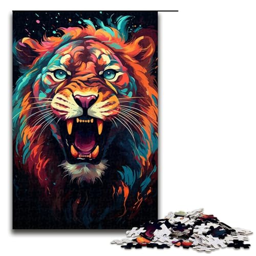 1000-teiliges Puzzle exotisches buntes Tiger-Puzzle für Erwachsene Holzpuzzle anspruchsvolles Spiel 1000 Teile (75 x 50 cm) von mowenbingpeng