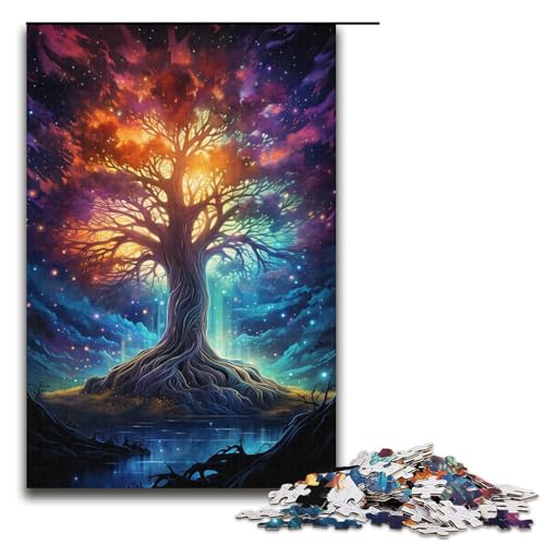 1000-teiliges Puzzle farbenfroh Psychedelischer Weltbaum Holzpuzzle Lernspiele Heimdekoration 1000 Teile (38 x 26 cm) von mowenbingpeng