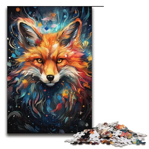 1000-teiliges Puzzle farbenfroh psychedelisch Neonfuchs Puzzle für Erwachsene und Kinder Holzpuzzle pädagogisches Spielzeug zum Stressabbau Puzzle 1000 Teile (38 x 26 cm) von mowenbingpeng