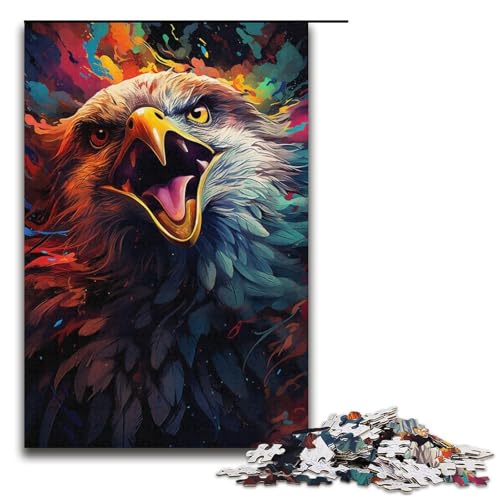 1000-teiliges Puzzle farbenfroh psychedelisch Tieradler Holzpuzzle Lernspiele Heimdekoration 1000 Teile (38 x 26 cm) von mowenbingpeng