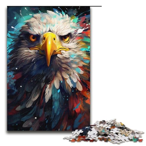 1000-teiliges Puzzle farbenfroh psychedelisch Tieradler Holzpuzzle Lernspiele Heimdekoration 1000 Teile (38 x 26 cm) von mowenbingpeng