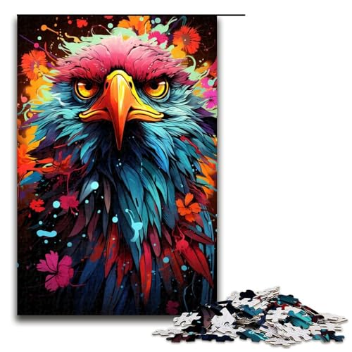 1000-teiliges Puzzle farbenfroh psychedelisch mit bunten Vögeln Puzzle für Erwachsene und Kinder Holzpuzzle pädagogisches Spielzeug zum Stressabbau Puzzle 1000 Teile (75 x 50 cm) von mowenbingpeng