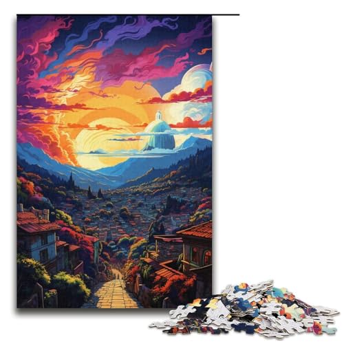 1000-teiliges Puzzle farbenfroh und psychedelisch Antigua Guatemala Holzpuzzle Lernspiele Heimdekoration 1000 Teile (38 x 26 cm) von mowenbingpeng