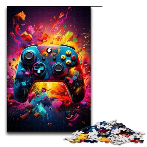 1000-teiliges Puzzle farbenfrohe Psychedelia mit Neongriffen Holzpuzzle Lernspiele Heimdekoration 1000 Teile (75 x 50 cm) von mowenbingpeng