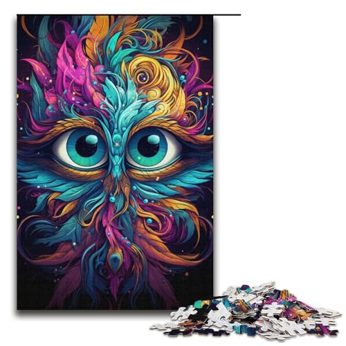 1000-teiliges Puzzle farbenfrohe Psychedelia seltsamer Kreaturen Holzpuzzle Lernspiele Heimdekoration 1000 Teile (38 x 26 cm) von mowenbingpeng