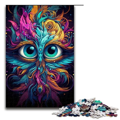 1000-teiliges Puzzle farbenfrohe Psychedelia seltsamer Kreaturen Holzpuzzle Lernspiele Heimdekoration 1000 Teile (75 x 50 cm) von mowenbingpeng