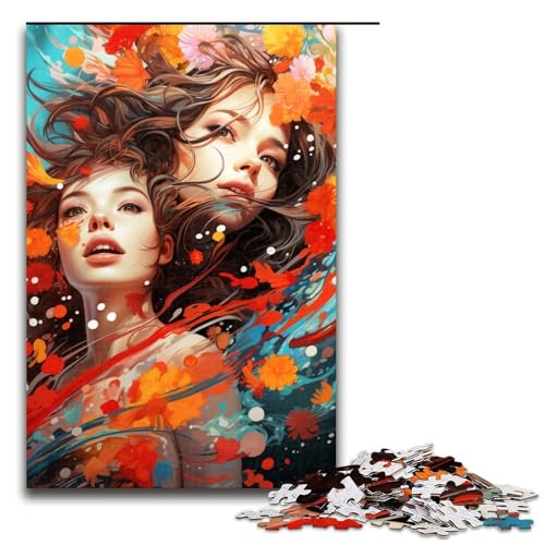 1000-teiliges Puzzle farbenfrohe psychedelische Frau Puzzle für Erwachsene Holzpuzzle anspruchsvolles Spiel 1000 Teile (75 x 50 cm) von mowenbingpeng