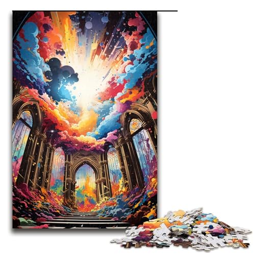 1000-teiliges Puzzle farbenfrohe psychedelische Landschaft Holzpuzzle Lernspiele Heimdekoration 1000 Teile (75 x 50 cm) von mowenbingpeng