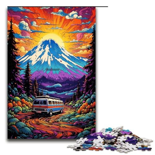 1000-teiliges Puzzle farbenfrohe psychedelische Landschaft für Erwachsene Holzpuzzle anspruchsvolles Spiel 1000 Teile (75 x 50 cm) von mowenbingpeng